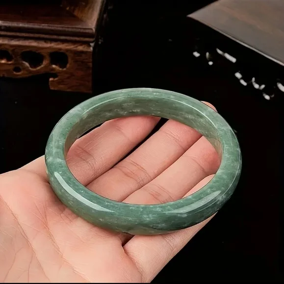 Natural Jade Dark Green Bangle Bracelet For Men / Woman. - Picture 2 of 5
